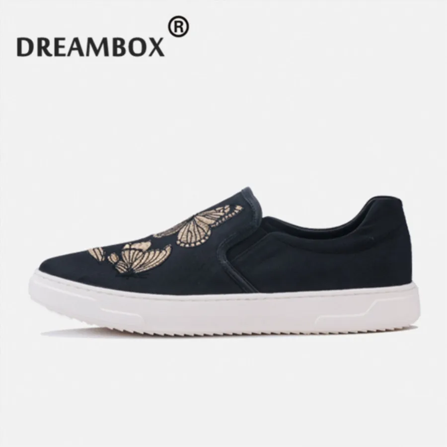 

2017ssTop Quality Luxury Butterfly Embroidered Shoes Canvas Breathable Comfortable Loafers Real Picture Original Quality DB0013T