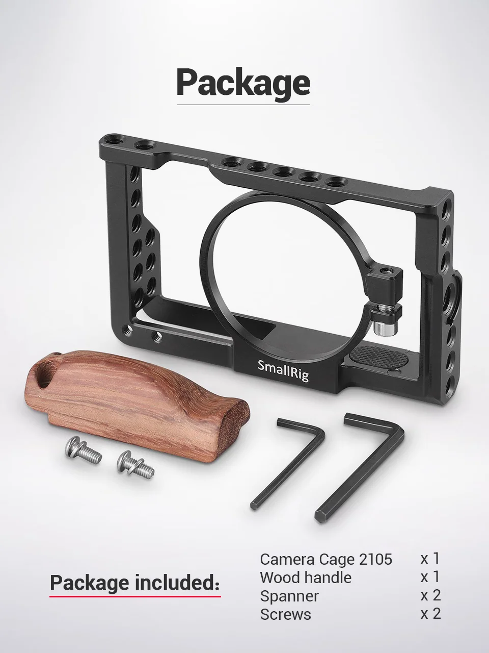 Клетка для камеры SmallRig RX100 с деревянной боковой ручкой для sony RX100 M3/M4/M5/M5A DSLR Cage+ Handgrip Kit-2105