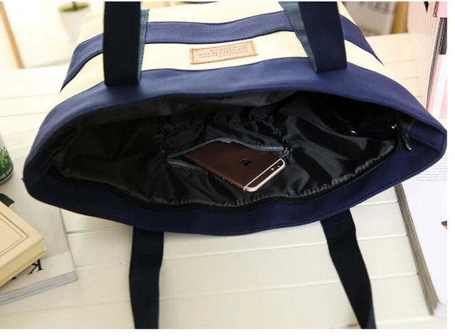 SMOOZA-Bolso grande de lona con estampado de rayas para mujer, Bolsa de lona para playa, informal, de compras SMOOZA-Bolso grande de lona con estampado de rayas para mujer, Bolsa de lona para playa, informal, de compras