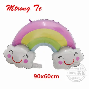 

10pcs Large Size Rainbow Foil Balloons Smile Cloud Birthday Party Wedding Accessories Decoration Anniversary Helium Balloons