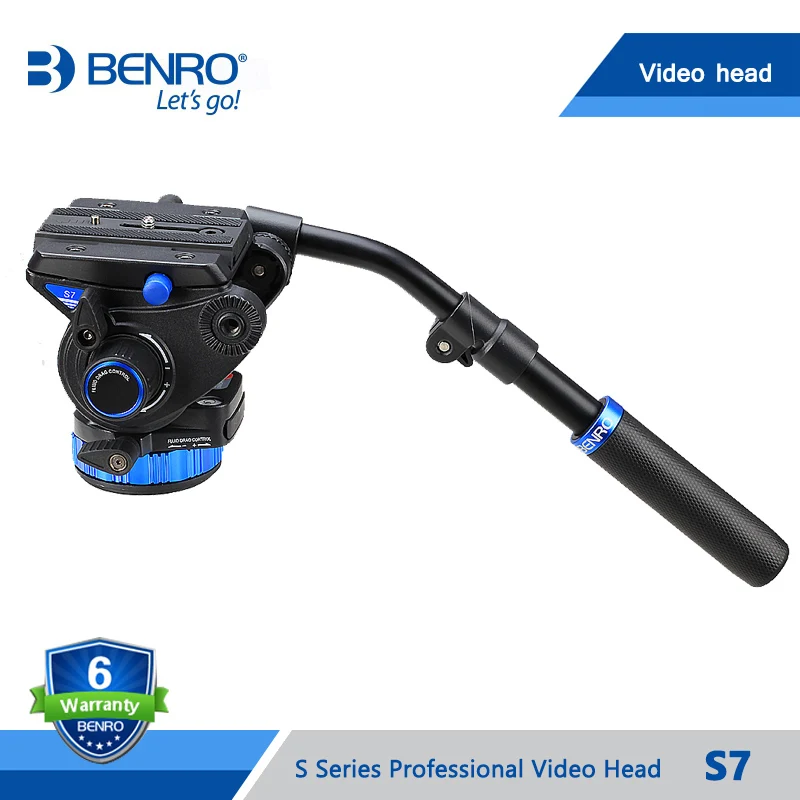 

BENRO S7 Video Head S Series Professional Video Head QR6 Quick Release Plate For HDV Photographer Max Load 7kg DHL Free Shipping