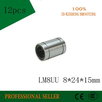 

12pcs/lot LM8LUU LM8 8*45*15mm Ball Bearings 8mm Bushing 3D Printer Parts Rail Linear Long Rod Shaft Part inter size 8mm
