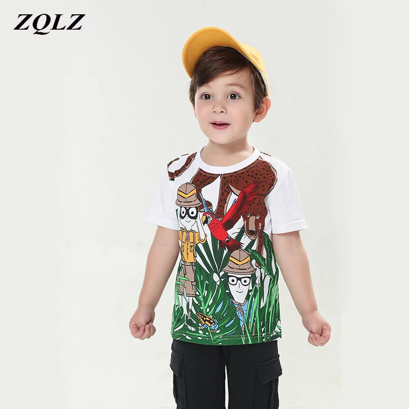 

Summer Boys Clothes Beach Cotton T-shirt Children Sports Tees Tops Cartoon Print Casual 2-7 Years Tee Shirt Enfant Boys