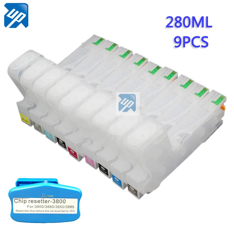 

9pcs 280ML empty Refillable Ink Cartridges For epson 3880 pro3880 with auto reset chip and chip resetter
