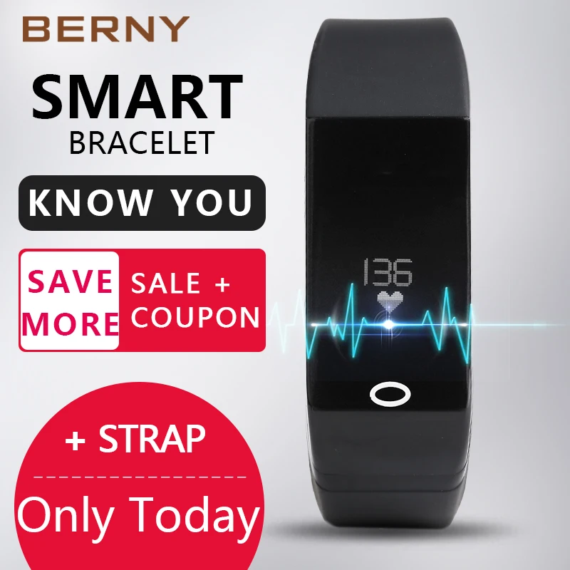 

BERNY New Digital Sport Watches for Men Running Smart Pedometer Heart Rate Monitor Bluetooth Bracelet Watches for iphone Android
