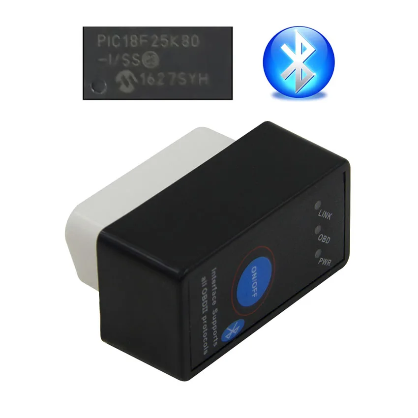 ELM327 V1.5 с чипом PIC18F25K80 Bluetooth OBD2 сканер VGATE OBDII сканирующий инструмент CAN-BUS работает на Android Torque/PC - Цвет: ELM327 with Switch