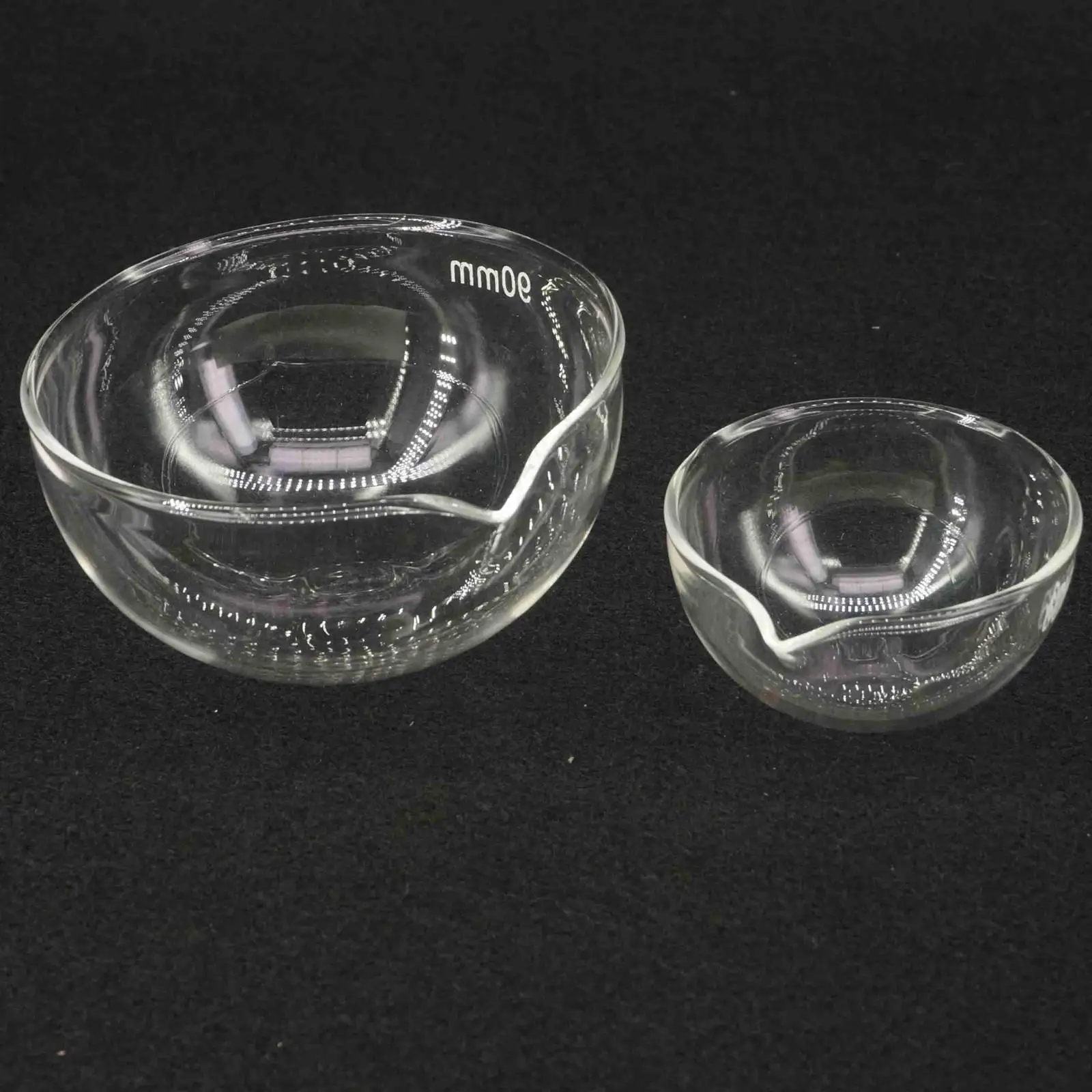 

Lab Glass Evaporating Dish Round Bottom with Spout 60/90mm Diameter For Chemistry Laboratory