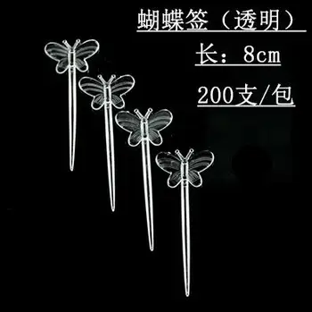 

Home Bar Flatware transparent PP plastic butterfly poker beads health one-time disposable cocktail salad fruit fork 2000pcs/lot