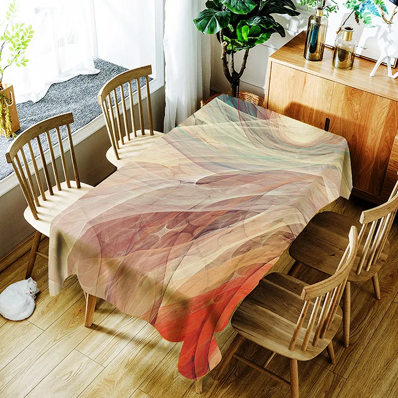 

Colorful Lines Tablecloth Waterproof Oilcloth Decorative Tapete Party Banquet Table Cover Dining Table Cover Protector