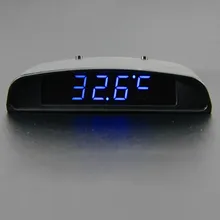 12 В салона отделкой внешний вид 3 в 1 автомобиль часы theromometer и Напряжение Мониторы семь видов Дисплей режим автомобиль часы цифровой