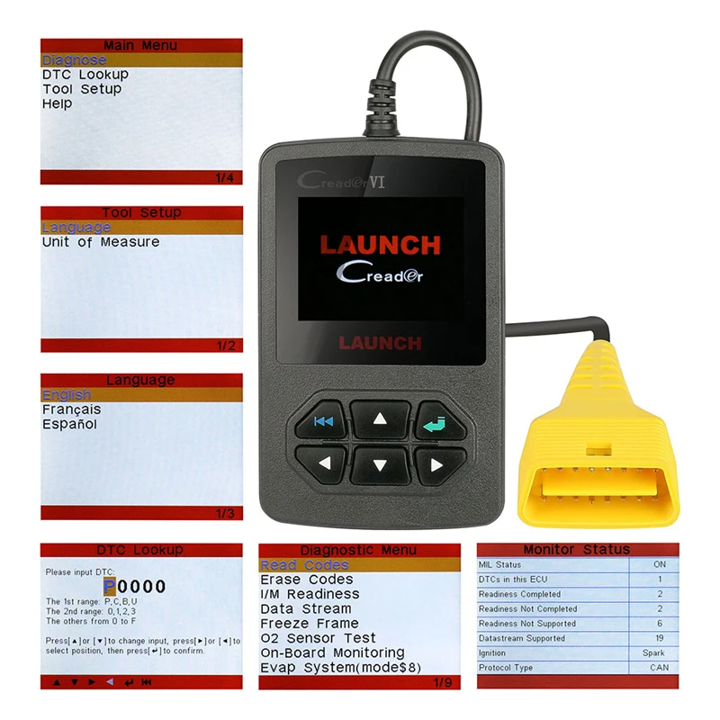 Online-Update 100% original Color screen Launch Creader 6 OBDii Code reader, lowest price Launch creader VI DHL free shipping