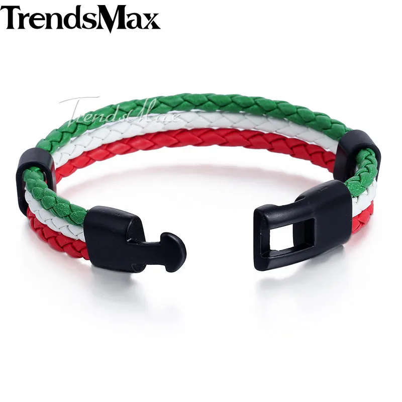 Trendsmax Национальный флаг Италии ES DE RU кожаный браслет для мужчин и женщин веревка ручной работы плетеный браслет ювелирные изделия LB141