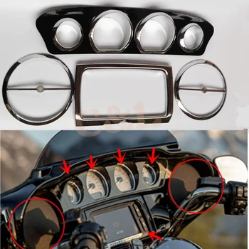 

Chrome Motorcycle Stereo Accent speedometer Gauge plate Trim Kit For Harley 2014-up Electra Glide