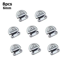 8pcs 6mm D ring Deck Folding Pad Eye Stainless Steel 316 Lashing Tie Down Staple Cleat Hardware for Yacht Boat