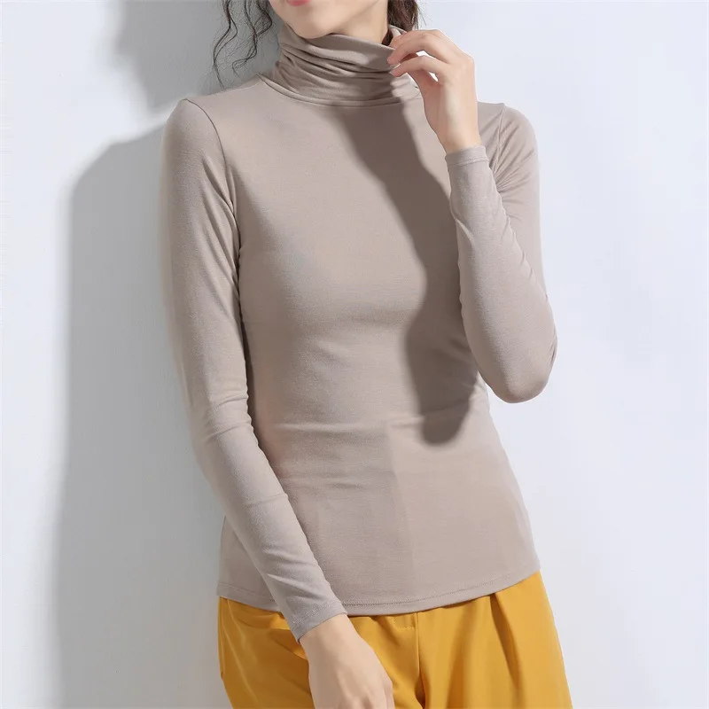 

Women Turtleneck Tops Basic Long Sleeve Polo Neck Shirt Fall