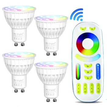 

Mi-light Dimmable GU10 4W Led Bulb RGB+CCT LED Spotlight Smart Led Lamp with Remote(4 Pack) Smart Light Bulb
