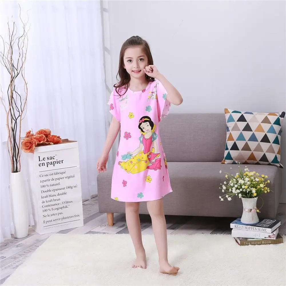 Новинка года, детская одежда для девочек летние платья пижамы для маленьких девочек Милая Ночная рубашка принцессы Детская домашняя одежда для сна для девочек dft - Цвет: color at picture