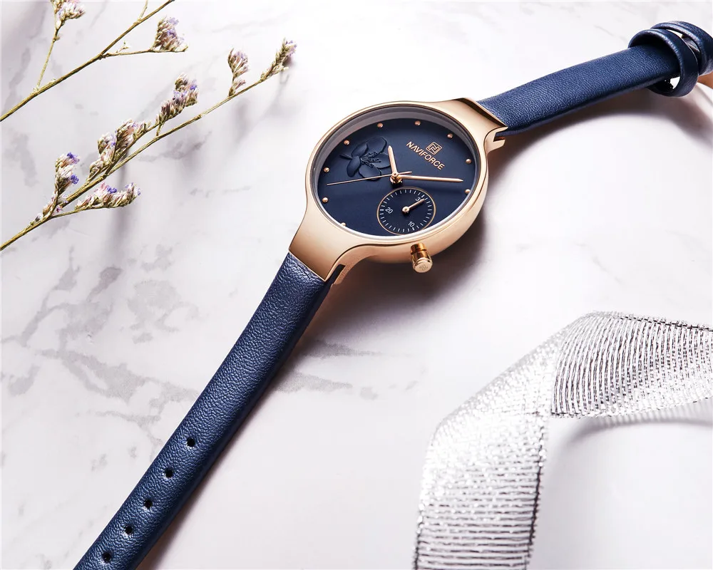 NAVIFORCE женские часы люксовый бренд кожаные женские кварцевые часы спортивные Relogio Feminino Montre Femme наручные часы