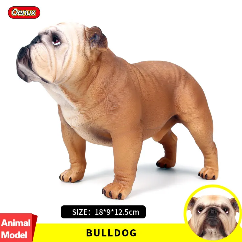 Oenux Klasik Ukuran Besar Bulldog Inggris Simulasi Hewan Coklat