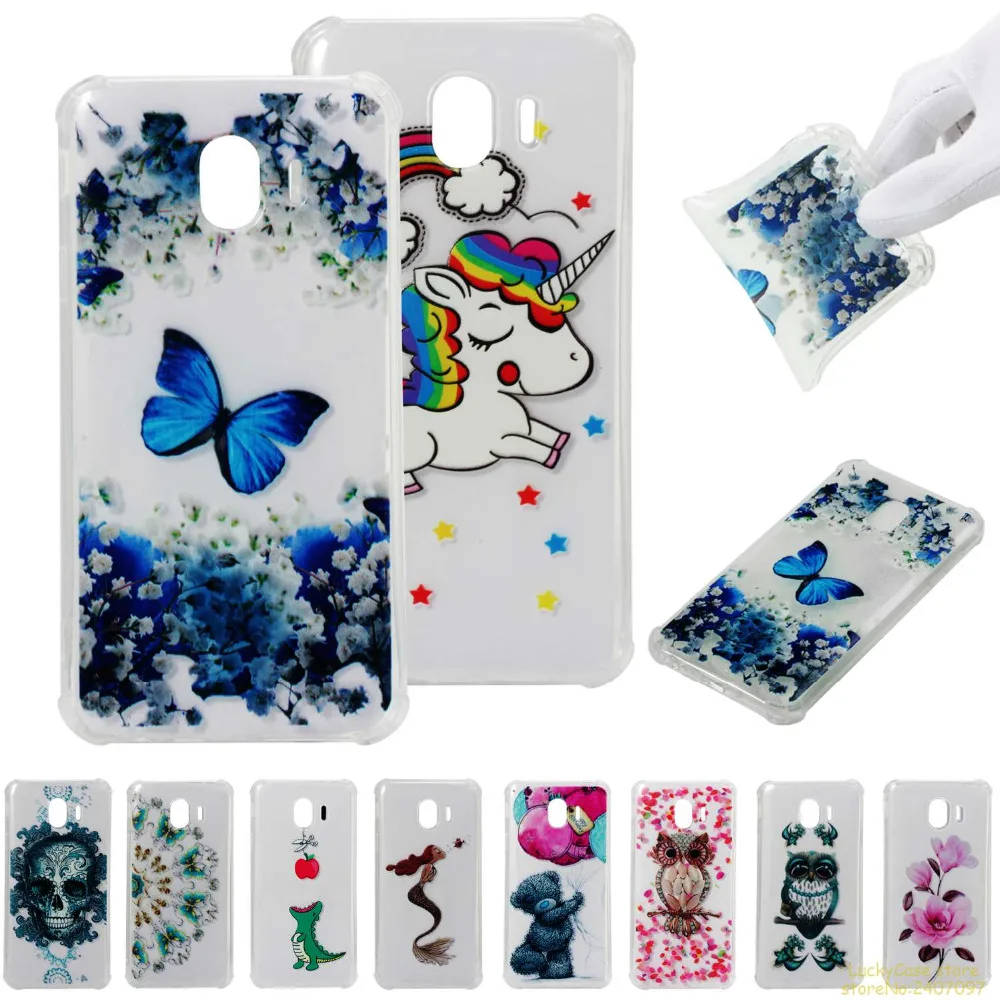 

fashion coque Anti fall mobile phone back cover for Samsung Galaxy J4 2018 unicorn owl crocodile Bear butterfly Printing case