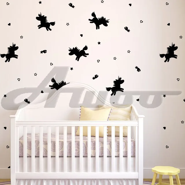 diy new fun creative animal horns horse wall sticker wallpaper