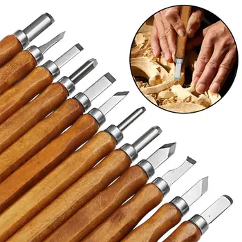 

12 PCS DIY Wood Carving Knife Hand Chisels Tools Kit Carpenters With Red Whetstone and Professional Pack