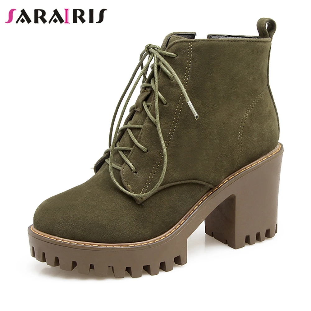 

SARAIRIS 2020 New Big Size 33-43 Platform Booties Women 2020 Winter Add Warm Fur Boots non-slip High Heel Shoes Woman