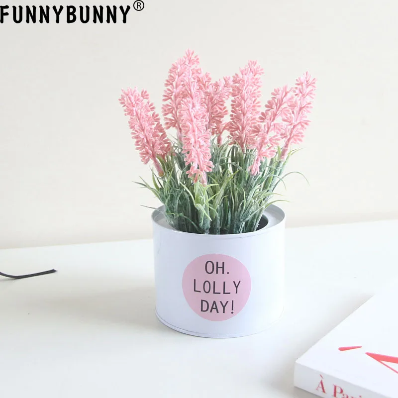 FUNNYBUNNY разноцветные искусственные цветочные РАСТЕНИЯ лаванды в белых