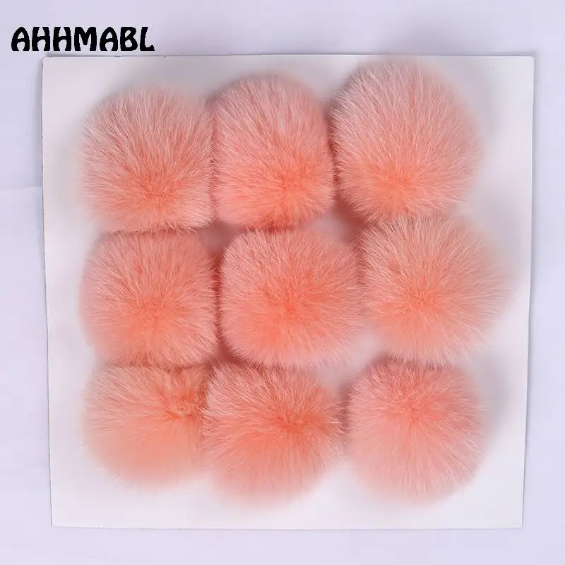 Baby Pink Natural Fox Fur Pom Poms  For Women