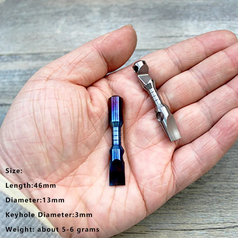 

1PC Baked Blue Titanium Alloy Bottle Mini Ultralight Opener Crowbar Slotted Screwdriver Keychain Pendant Outdoor EDC Multi Tools