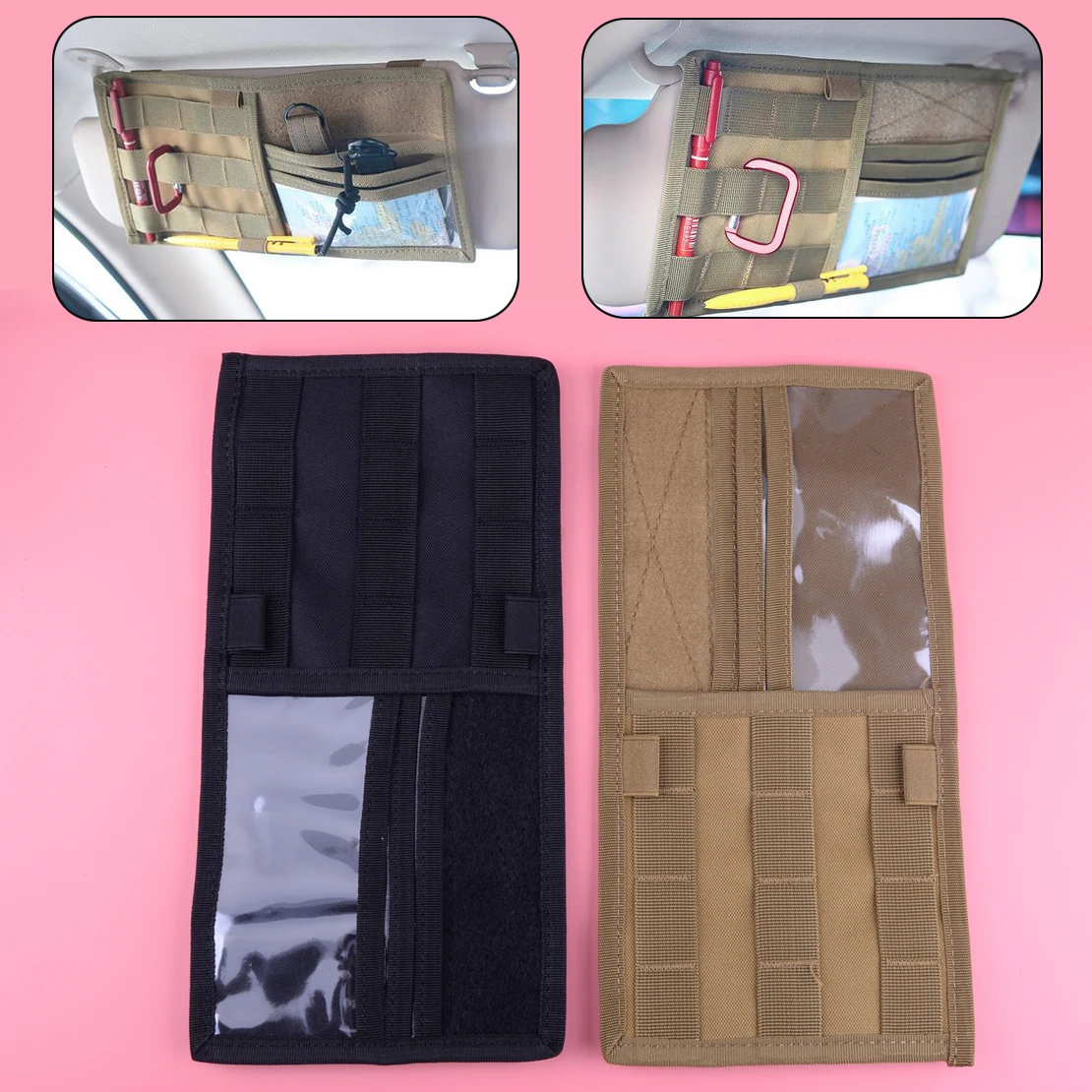 DWCX Car Sun Visor Panel Organizer Pouch Holder Multifunction CD Bag Storage Pocket Wallet Clips