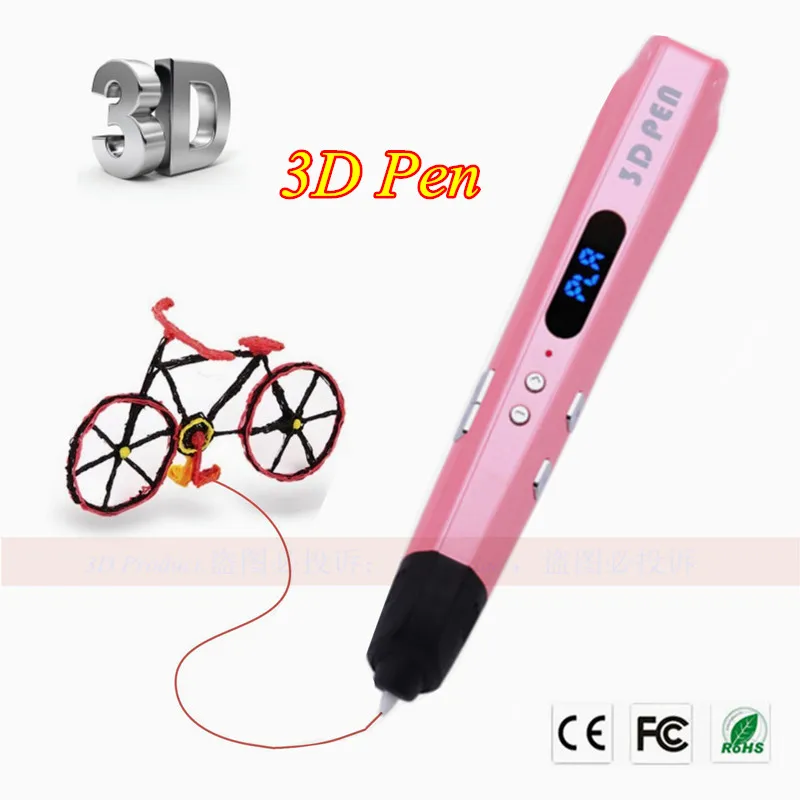 

3D Drawing Pen With Bigger LED Display, Top Quality 3D Pen UV Coating, 6 Paper Stencils/Compatible With PLA & ABS Filaments