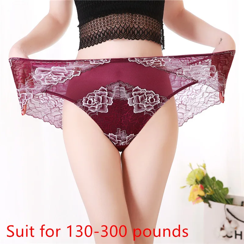 6XL High quality women sexy lace panties luxury transparent large size underwear elegant soft woman briefs plus size Lingerie 00