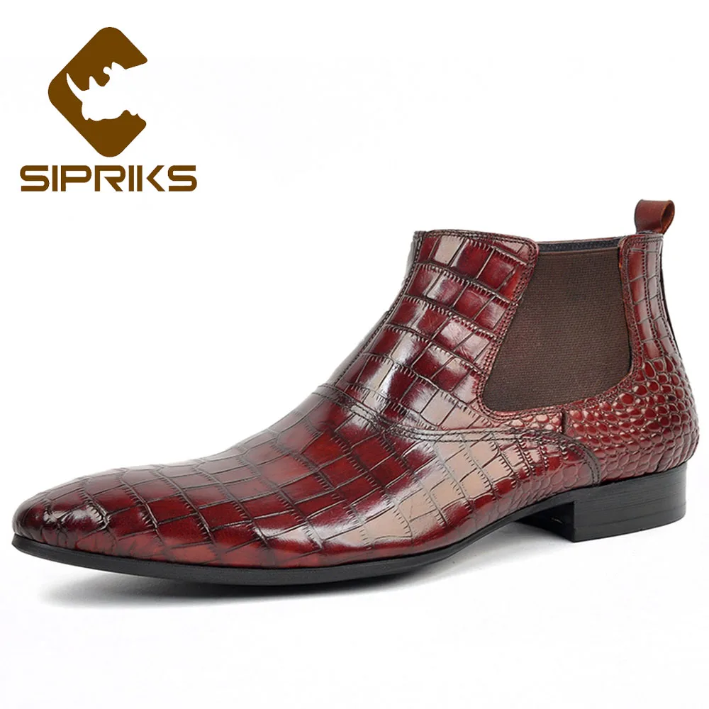 crocodile print chelsea boots
