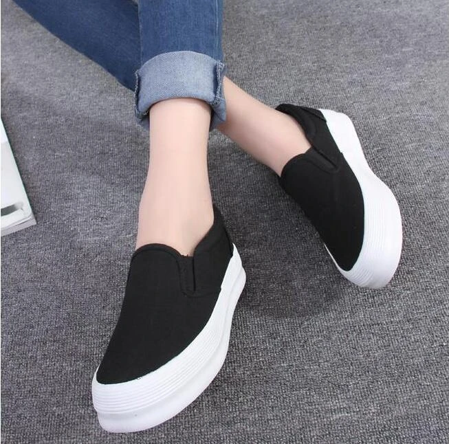 La moda de primavera 2015 zapatos de mujer resbalón en zapatos mocasines de lona zapatos de las plataformas de Color sólido bajos mujer calzado para las damas|shoe jewels|shoes hightshoes christian -