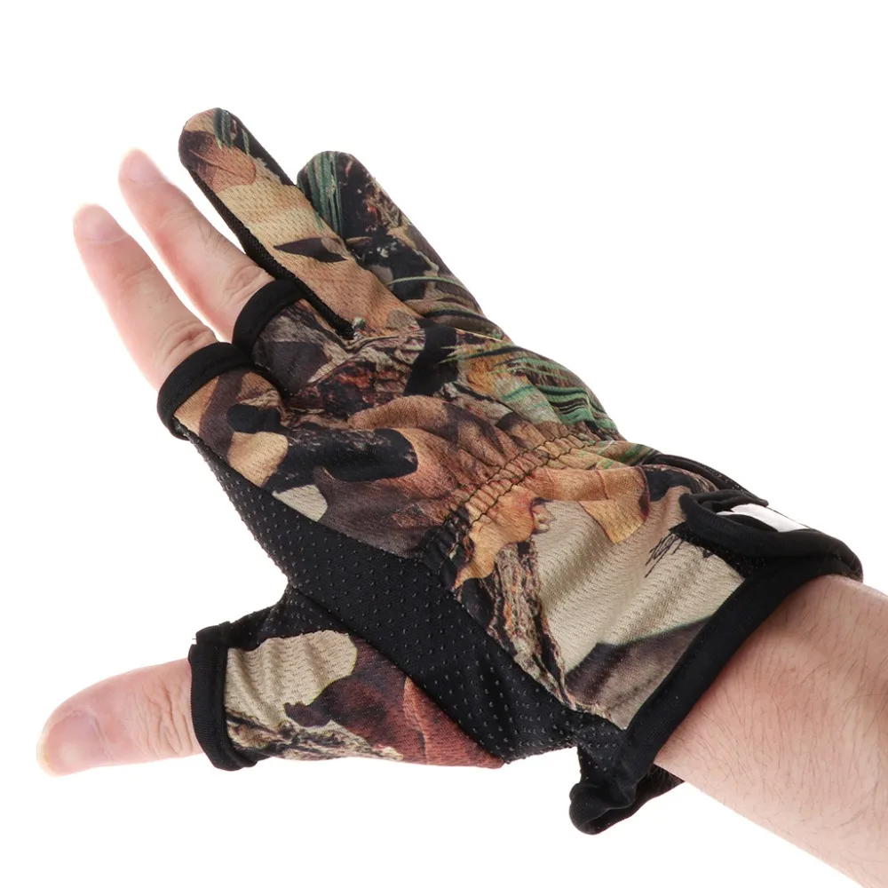 Fishing Gloves 3 Cut Finger Slit Outdoor Anti Sports Slip Breathable Camouflage 