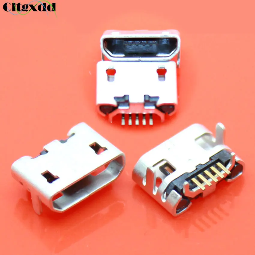 cltgxdd 10pcs Micro USB 5pin No Side Ox horn Female Usb Socket Flat Mouth Four Legs Mini charging port Connector | Обустройство дома