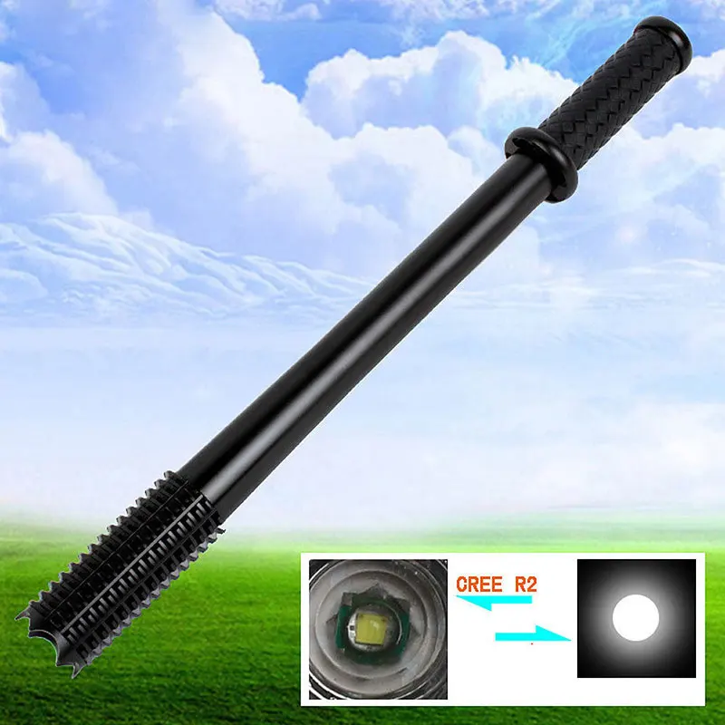

Baton LED Flashlight Self Defense Stick Flash Light Tactical Patrol Torch Lights CLH@8