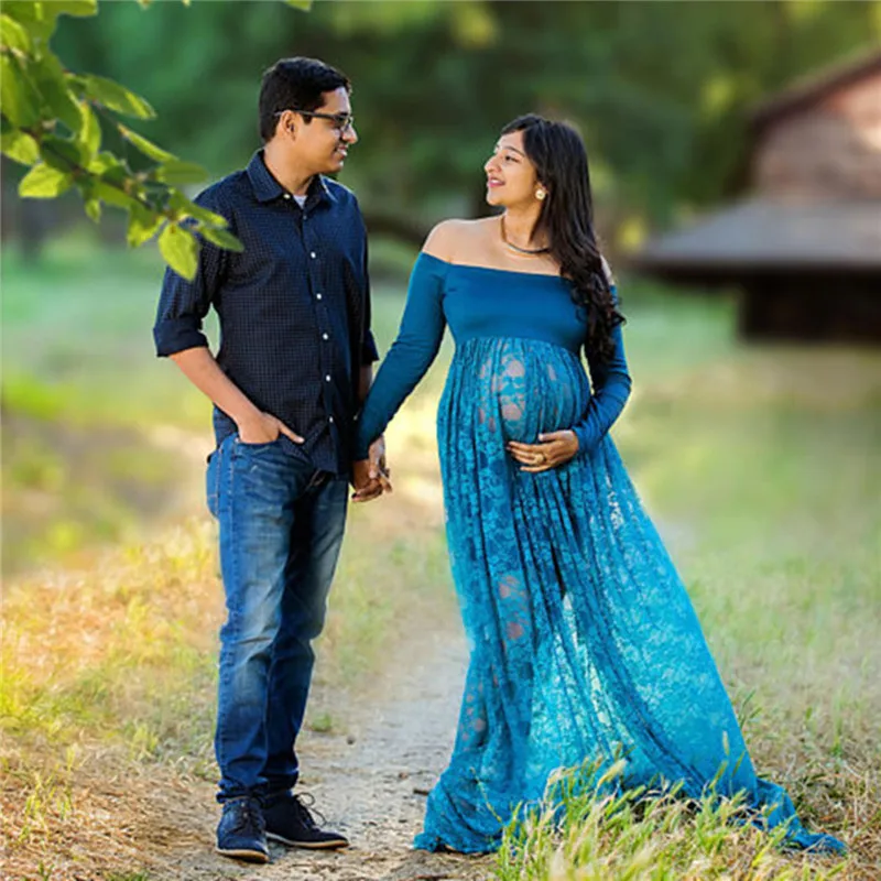 2018 Мода 1 шт длинные кружевные материнства беременных платье фотографии для беременных Платья для фотосессии Для женщин беременных платье