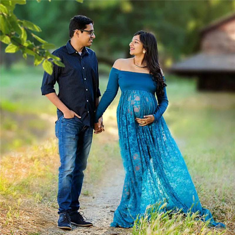 

2018 Fashion 1 PCS Long Lace Maternity Pregnant Dress Photography Maternity Dresses For Photo Shoot Women Pregnant Dress