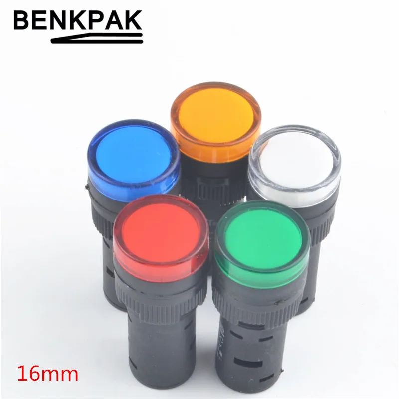 

1pcs 16mm signal led Indicator light blue green red,white yellow pilot lamp 5V(6.3V) 12V 24V 220V