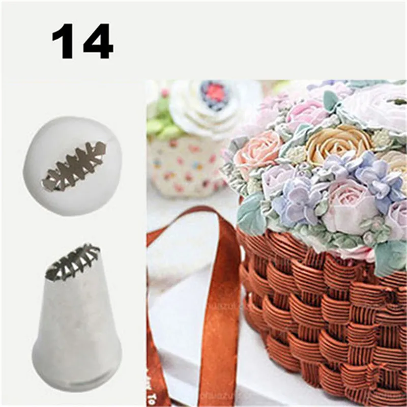 

#14 Stainless Steel cake Icing Piping Nozzle Pastry Tips For Sugar Craft Cake Cream Cupcake Decorating Tools Basket Weave Tips