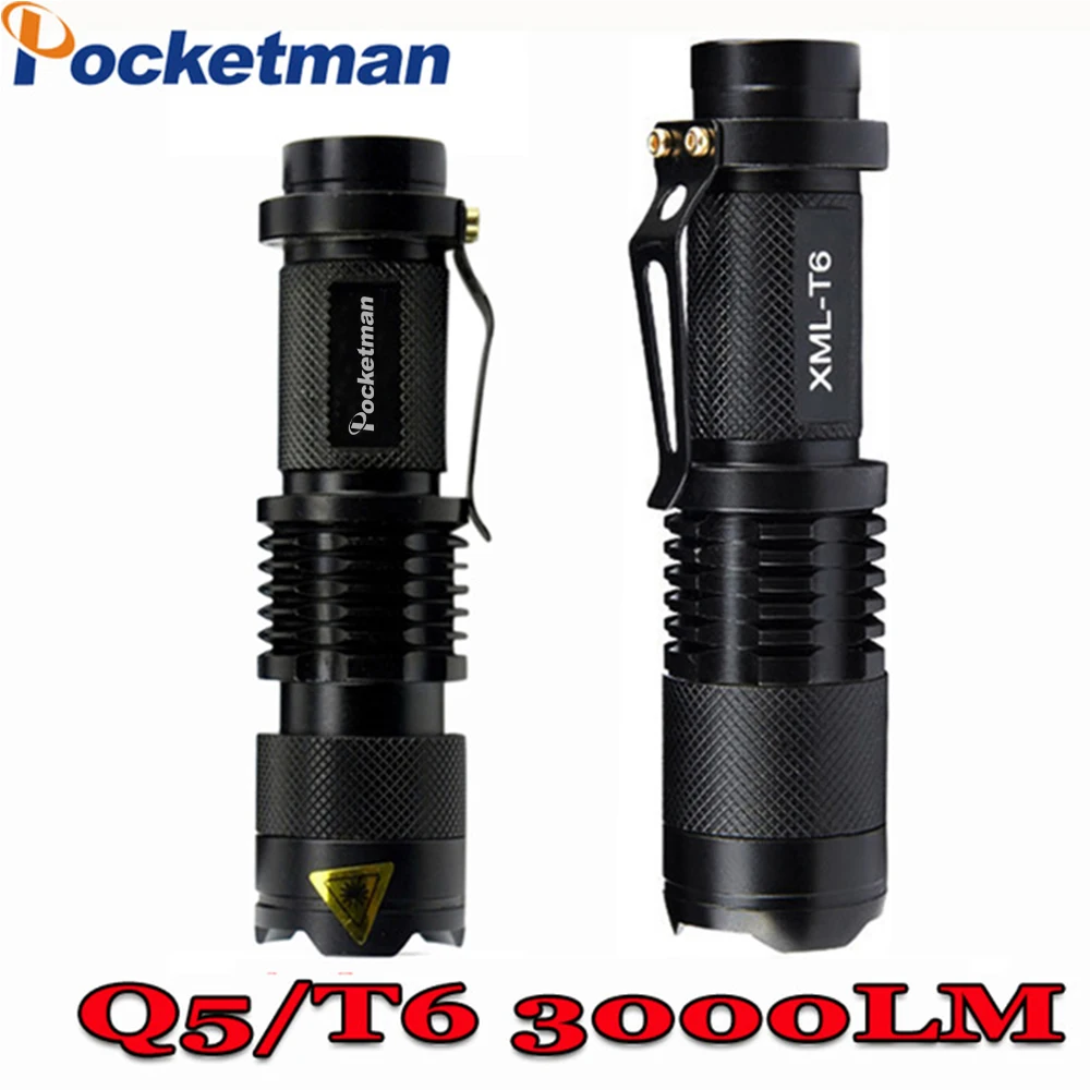 

3000 lumens Mini Flashlight t6 q5 flashlight powerful Zoomable Tactical Flashlight waterproof led torch lanterna flashlight