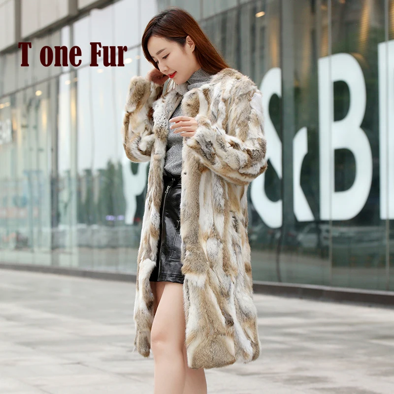 

2019 9 Colors Factory New OEM Customize Plus Size 100% True Whole Skin Natural Rabbit Fur Coat Real Rabbit Fur Overcoat KSR127