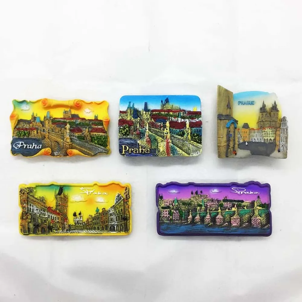 

BABELEMI 1PCS Resin 3D Czech Republic Prague Square Vltava Charles Bridge Fridge Magnet Travel Souvenirs Home decoration