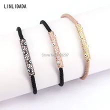 8 шт. микро проложить CZ моды браслет Турции круглый Трубки Глаз хлопчатобумажной веревки Браслеты с подвесками