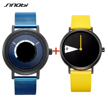 

Sinobi Set Creative New Arrival Rotate Style Quartz Wrist Watches Mens Watch Man Blue Yellow Strap Clock Male relogio Masculino
