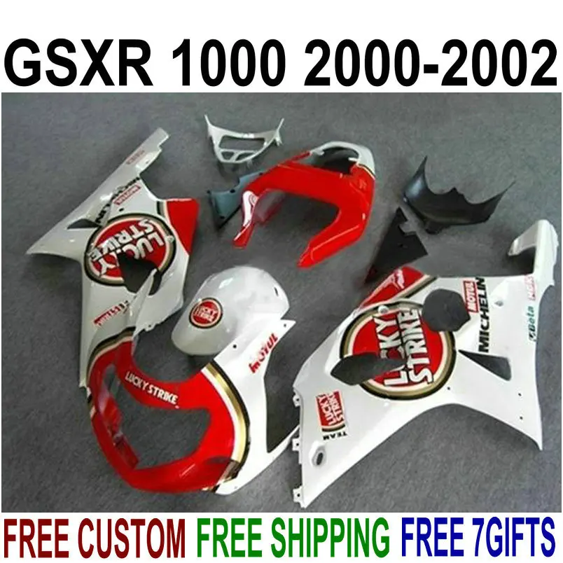 Комплект обтекателей для Мотоцикла Suzuki gsxr1000 2000 2001 2002 K1 K2 красные белые обтекатели