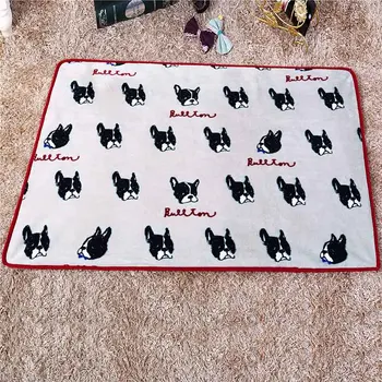 

100x75cm Pet Bed Kennel Mat Thickened Coral Fleece Dog Blanket Soft Pit Bull Dog Printed Quilt For Small Medium Large Puppy Dogs