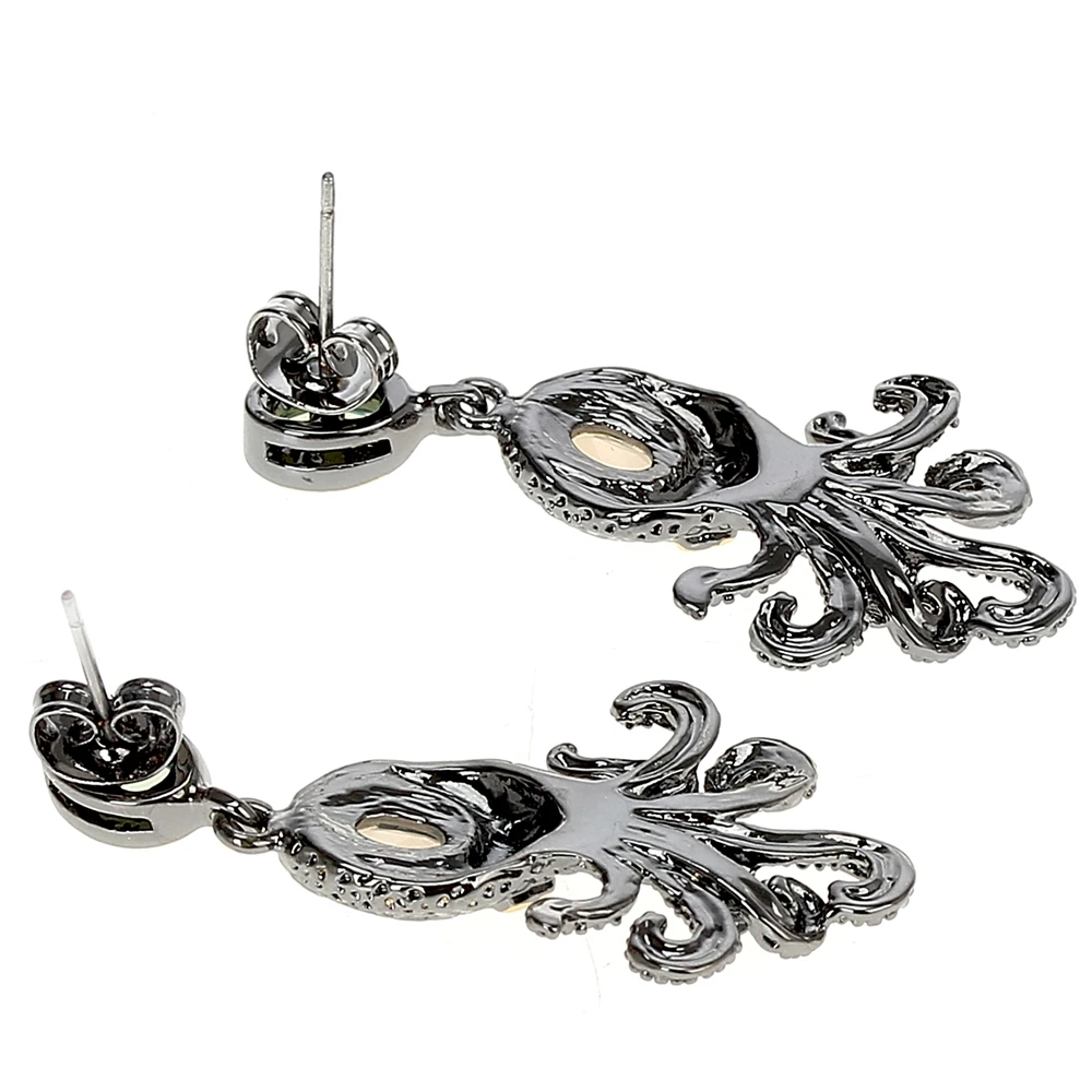 WE3875 octopus earrings vintage antique gothic jewelry women cz zircon opal (2)
